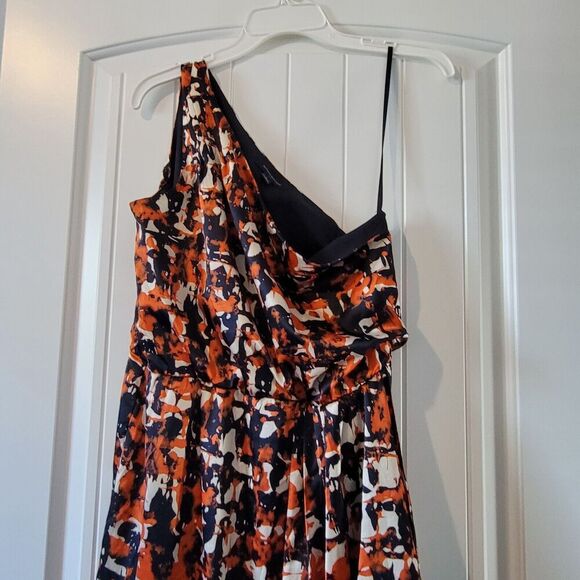 Banana Republic one shoulder dress fall cocktail abstract print size 8 - Picture 2 of 9